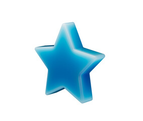 Obraz premium A luminous blue 3D star with softly glowing white edges and a smooth, matte finish. 3d Illustration