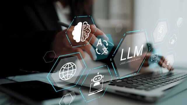 Modern Workspace with Technology Icons Representing Artificial Intelligence, Language Learning Models, and Digital Communication Tools for Professional Use Gluon.