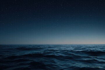 Fototapeta premium Vast Ocean Waves Under Starry Night Sky with Horizon Glow