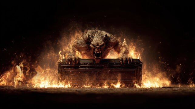 Fierce beast in flames