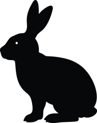 Obraz premium Simple black silhouette of a rabbit in a sitting position