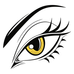 Fototapeta premium Minimalist Abstract Eye Logo with Yellow Iris – Modern Sharp Black Vector Icon for Branding