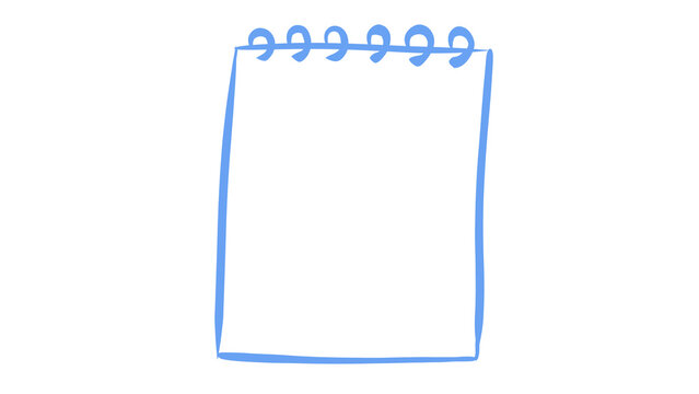 Blue Sketch Notebook with Spiral Binding - Simple Hand-Drawn Illustration, Vector Design Element with Transparent Background