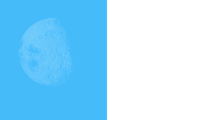 A detailed monochromatic blue lunar surface featuring many craters and rocky plains set against a clean vivid sky background that creates a striking contrast for this celestial night time object © Hasan