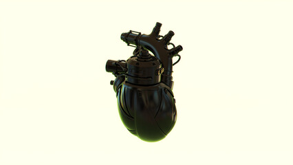 cyborg heart biomechanical mechanical machine artificial robotic futuristic technology science fiction 3d illustration