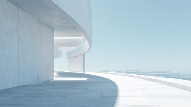 Modern white architecture ocean view