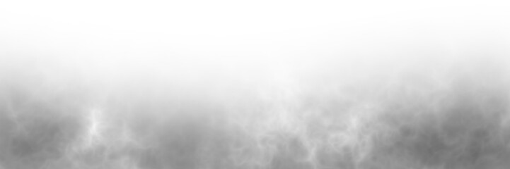 Fototapeta premium Dark smoke fog overlay isolated on transparent white background. Rising steam vapor or black cloud mist texture. Haze fog smoke effect. Soft mist for cooking, horror or Spooky design elements, PNG 
