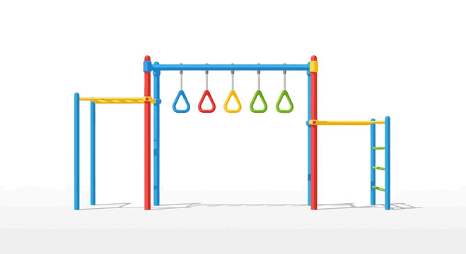 Colorful playground with monkey bars and rings for kids outdoor fun