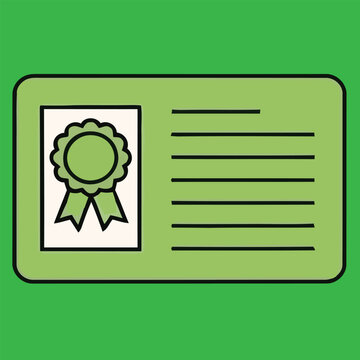 Certificate icon with ribbon emblem and lines for text