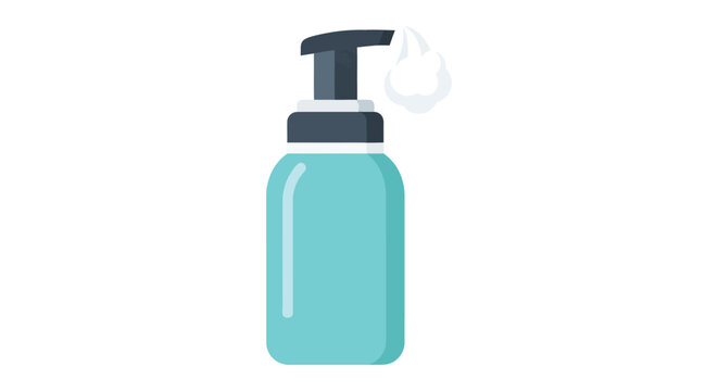 Hand sanitizer bottle in simple flat illustration with pastel colors in clean minimalistic style for health and hygiene advertising