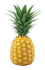 Fototapeta premium Whole Ripe Pineapple with Green Leafy Top Isolated on White Background