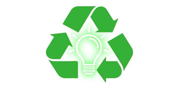 Eco friendly green recycling symbol vector icon featuring three arrows in a circular design on a white background for environmental conservation and waste reuse concepts