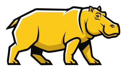 Fototapeta premium Stylized hippo side view vector illustration. Generative AI