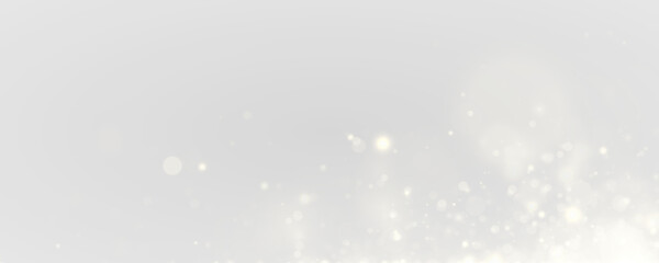 Fototapeta premium Golden dust glows in radiant light with sparkle, shimmer. Twinkle particles and stardust highlights flare over bokeh while sparks, glitter, lens flare, glare create magical festive PNG illustration.