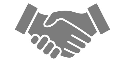 Obraz premium A black vector illustration of a business handshake symbol representing a successful deal, partnership agreement, and professional greeting between two people shaking hands