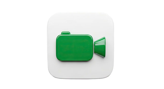 Green Video Camera Icon on White Background