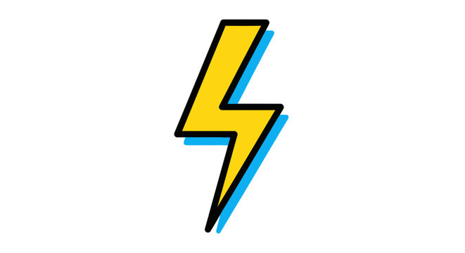 Yellow lightning bolt symbol icon.