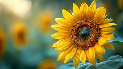 Obraz premium Close up of the sunflower background towards the mouth
