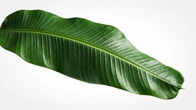 Green banana leaf isolated on white background for design.