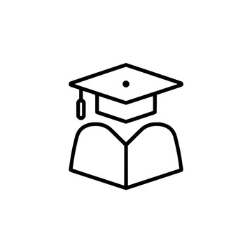 Graduation cap icon logo design. Mortarboard sign and symbol. Academic hat icon. Education success achievement element.