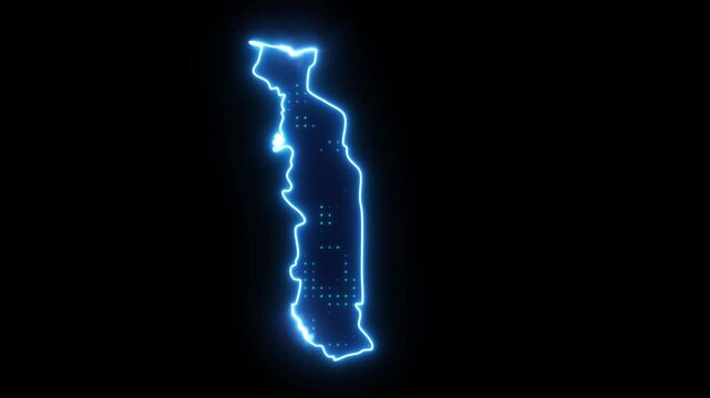 Neon Stroke Map Animation of TOGO with Glowing Light Effects