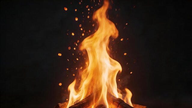 Wood fire with glowing embers