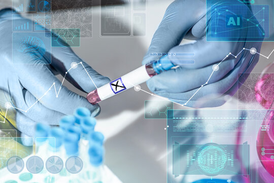 AI quality control alert, negative label on laboratory sample tube