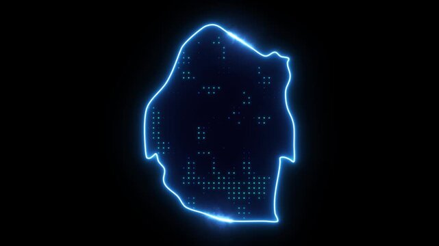 Neon Stroke Map Animation of Eswatini with Glowing Light Effects
