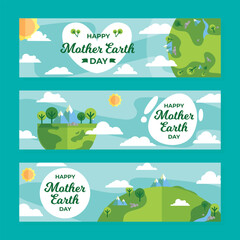 Fototapeta premium Celebrating mother earth day with colorful landscape and cloud designs