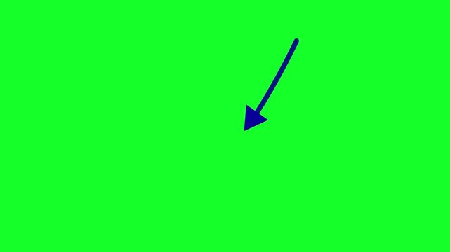 Minimal blue arrow motion graphic isolated on green screen in ultra HD 4K, perfect for navigation guides, explainer videos and clean overlay projects