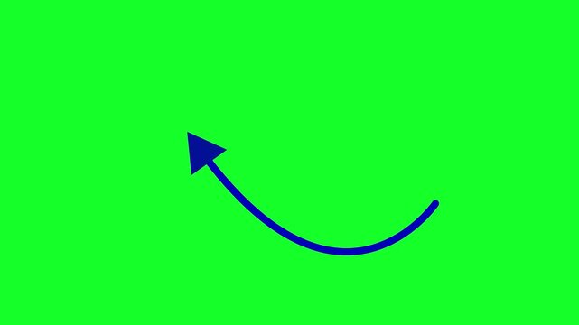 Professional blue arrow animation with green screen background in 4K UHD, designed for call to action cues, tutorials and digital presentations