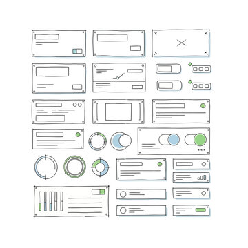 Minimalist ux ui vector line art design elements collection: a versatile set of clean and modern components for web and mobile application interfaces.