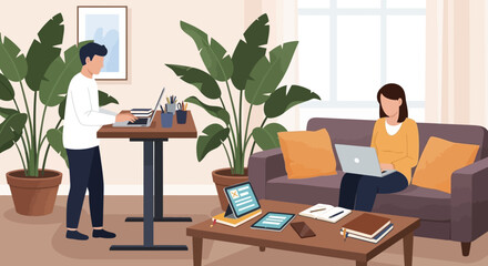 Fototapeta premium Woman working on laptop at home.