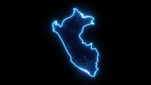 Neon Stroke Map Animation of Peru with Glowing Light Effects
