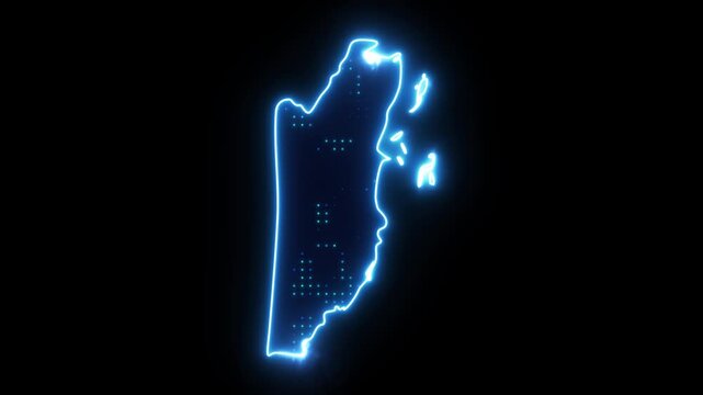 Neon Stroke Map Animation of BELIZE with Glowing Light Effects