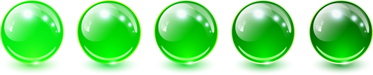 Obraz premium Green glass balls set, 3D shiny spheres collection.