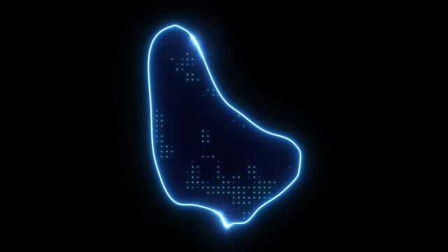 Neon Stroke Map Animation of BARBADOS with Glowing Light Effects