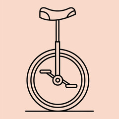 Minimal line unicycle in black lines on beige background line minimal black lines single wheel bicycle © VARIOUS
