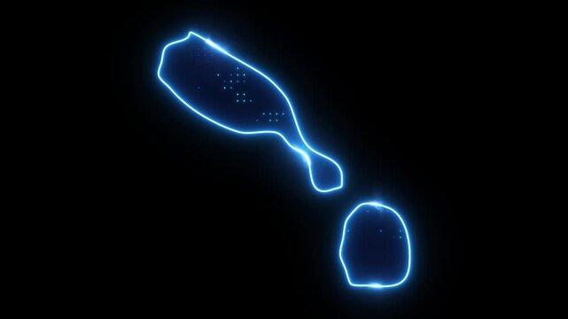 Neon Stroke Map Animation of Saint Kitts and Nevis with Glowing Light Effects