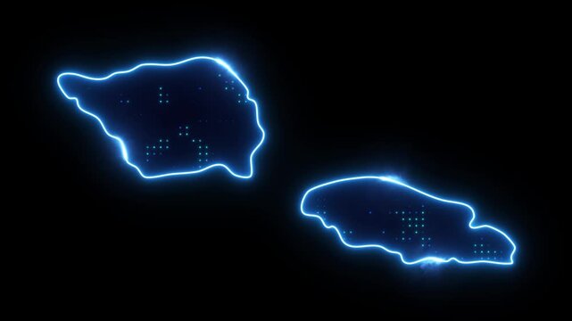 Neon Stroke Map Animation of SAMOA with Glowing Light Effects