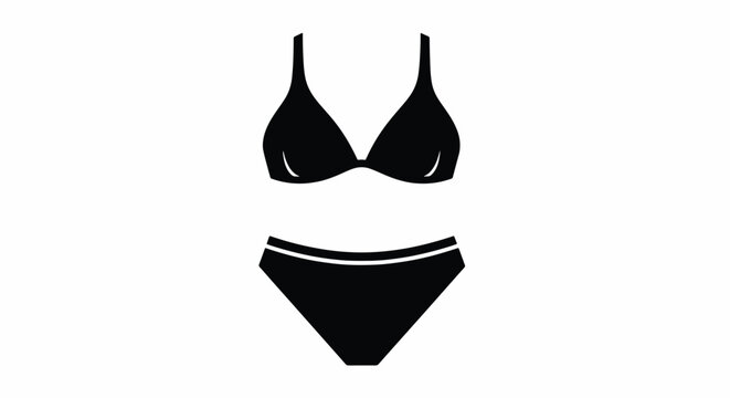 Black bikini with thin straps and briefs on a plain surface