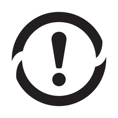 Fototapeta premium Black and white circular icon featuring an exclamation point symbol