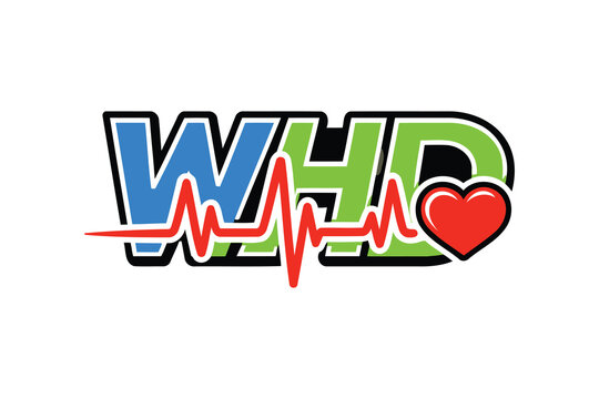 Vibrant logo featuring whd with heartbeats and a heart symbol for health awareness campaign designs Vector
