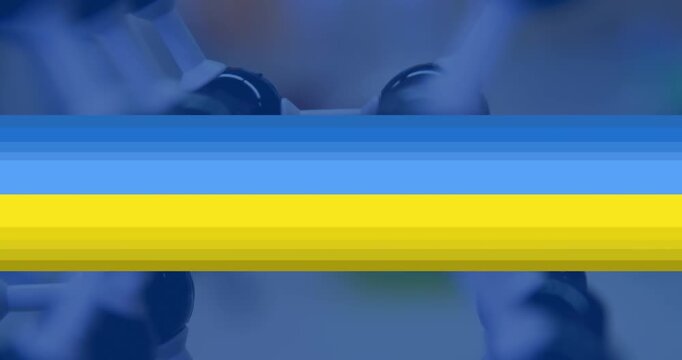 Composition of two rows of summer headset with sports fans watching football match on tv