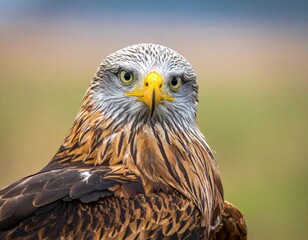 Naklejka premium Red kite bird of prey headshot looking forward
