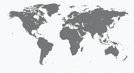 Fototapeta premium The world map illustration displays continents on a plain background.