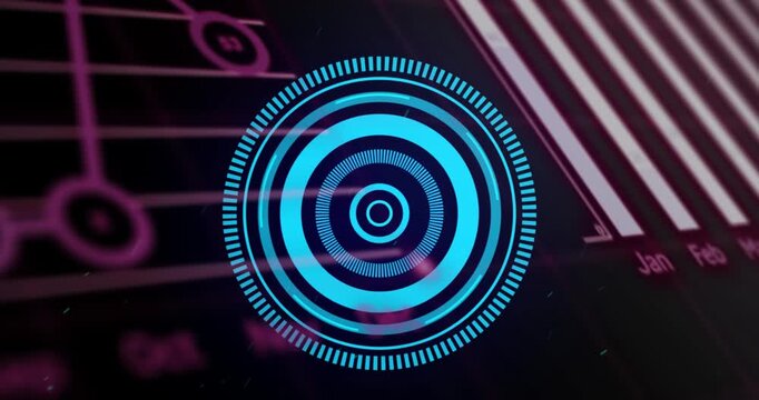 Animation of digital data processing and scan scoping over clack background