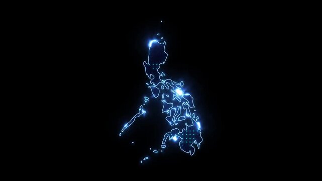 Neon Stroke Map Animation of PHILIPPINES with Glowing Light Effects