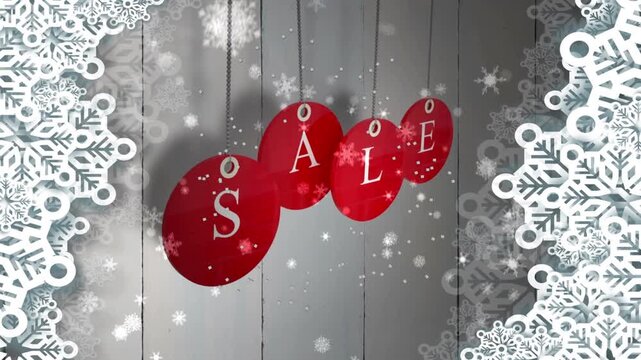 Animation of woman using smartphone over cup and sale text