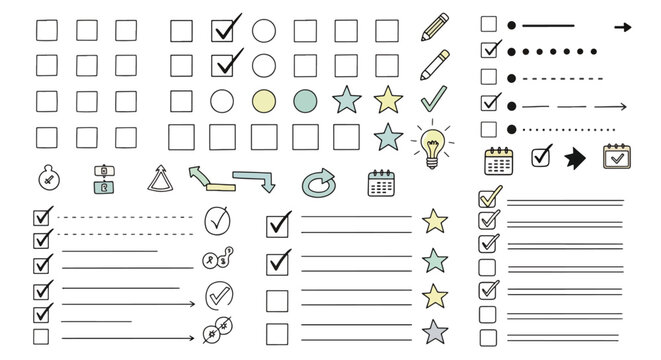 Checklist and rating system icons for evaluation and assessment tools